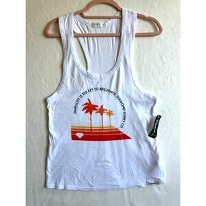 Diamond Supple Co. Woman’s Racerback Tank NWT Small 100% Cotton Palm Trees